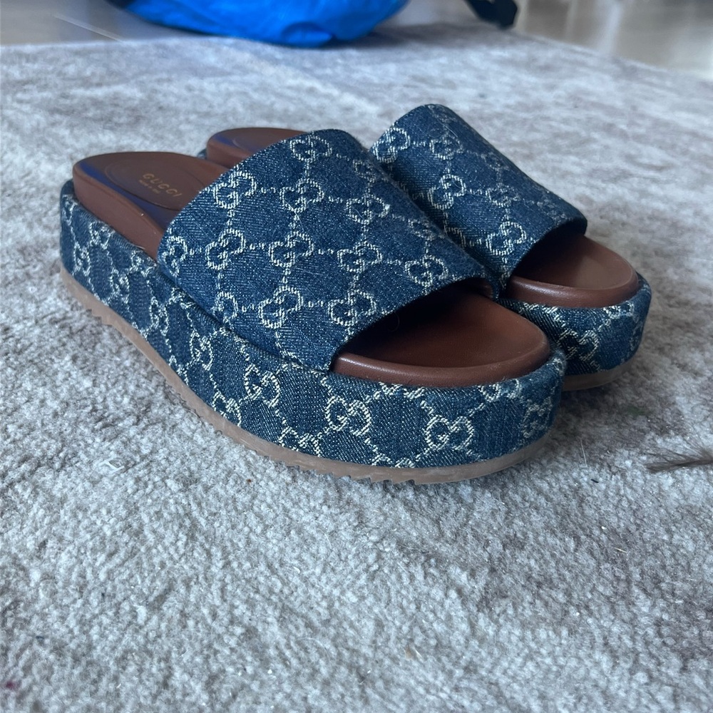 Gucci Blue Slide Sandals